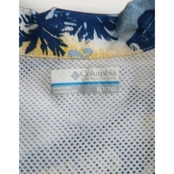 Columbia PFG Trollers Best Yellow Fish Print Hawaiian Fishing Shirt Sz XLT - Picture 4 of 7